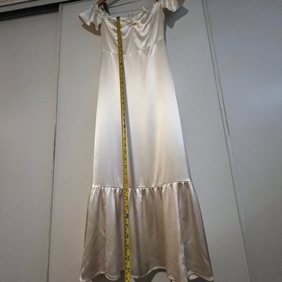 Reformation 100% Silk Sianna Wedding Dress Off the Shoulder / Butterfly NWOT - Picture 11 of 12